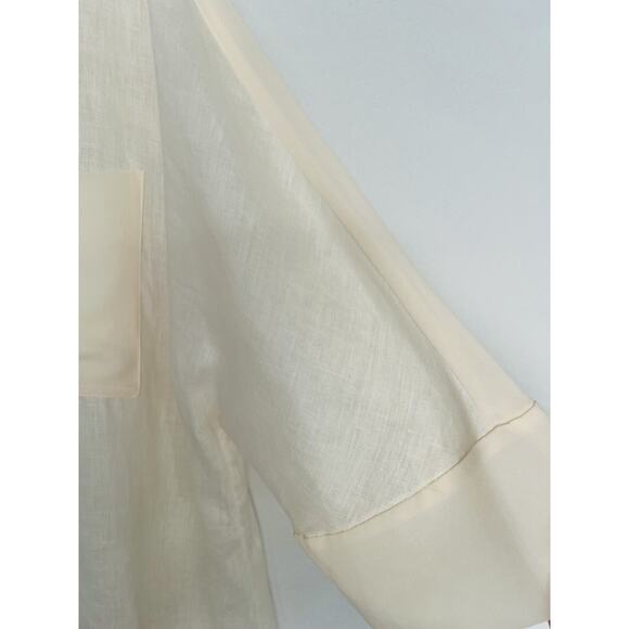 Anne Klein NWT Linen Hi-Low Blouse Sz M 3/4 Sleeve V-Neck Tunic Minimalist Boho - Picture 3 of 8